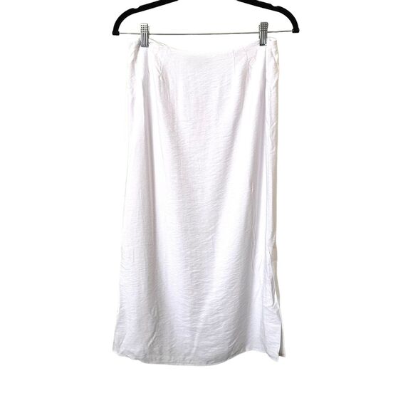 1 STATE Double Slit Midi Skirt White Sz Small - Picture 3 of 5
